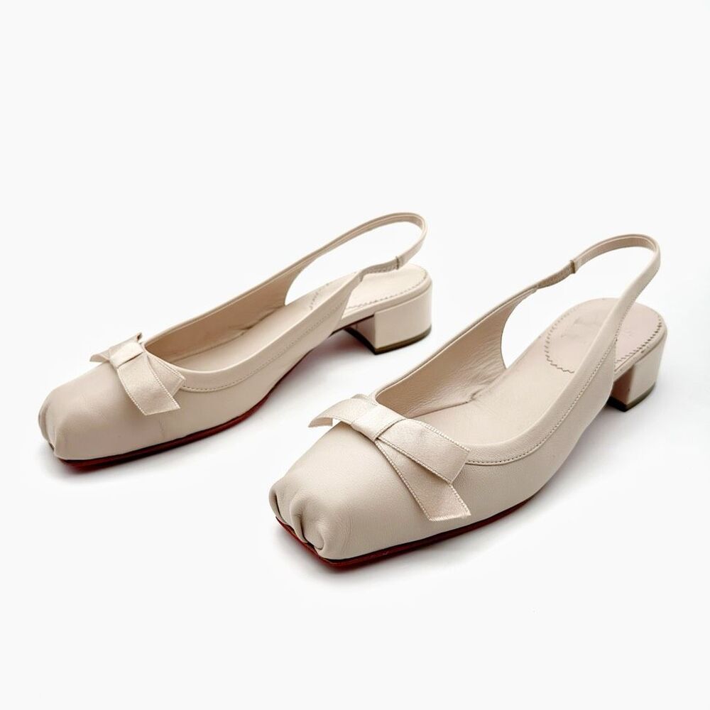 CHRISTIAN LOUBOUTIN Mamaflirt Slingback Ballet Heel Size 39 US 8.5 Beige Leather